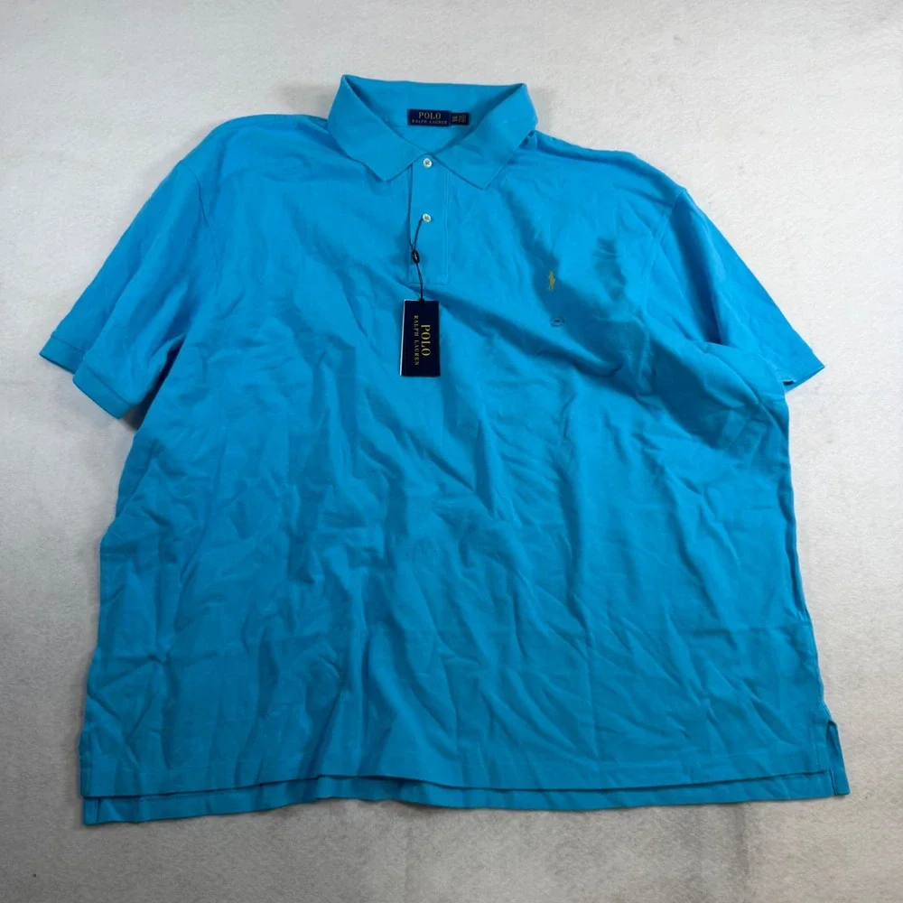 Polo Ralph Lauren Mens Big & Tall 4XB Blue Short Sleeve Mesh Polo Shirt New